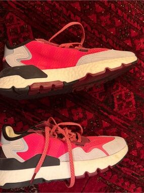 Adidas Coral Burgundy and and Gray Athletic Sneakers